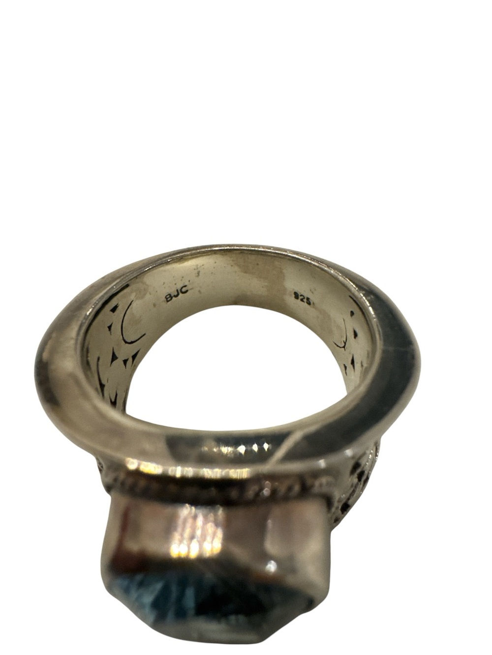 Vintage Sterling Silver Samuel Benham BJC Blue Topaz Ring Woven Byzantine - Picture 5 of 6